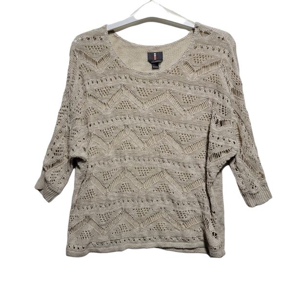 Jeans by Buffalo Womens Open Knit Tan 3/4 Dolman Sleeve Sweater Size XS - Picture 8 of 8